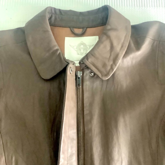 Burning Torch Aviator washable leather jacket Taupe Light Brown Cocoa sz S 2-4 - Picture 3 of 10